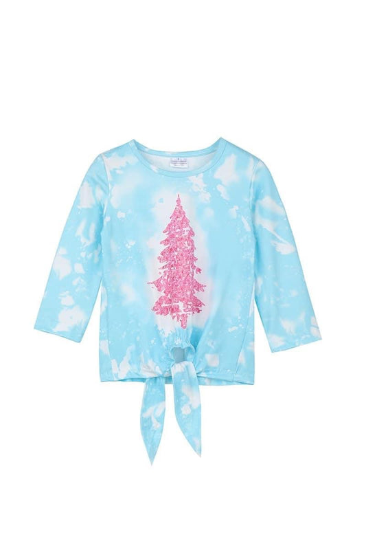 Blue Pink Christmas Tree Shirt